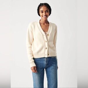 Faherty Cuddle Cardigan Sweater - Natural Ivory Womens NEW